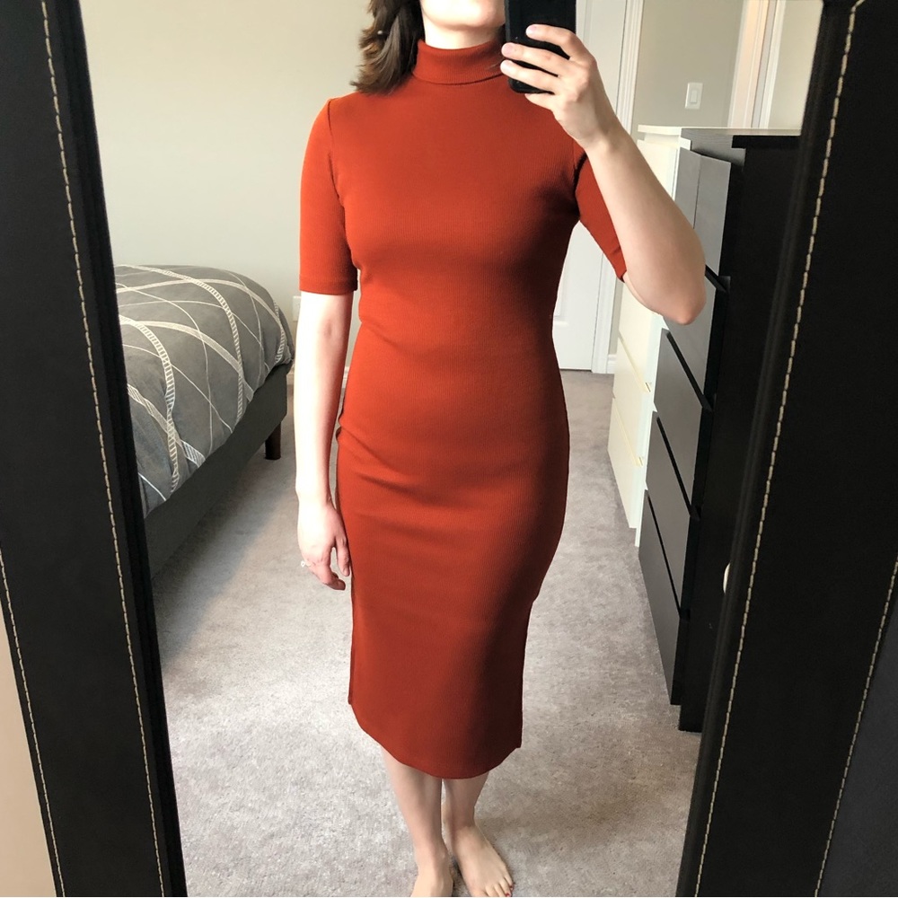 Rust Midi Bodycon Dress